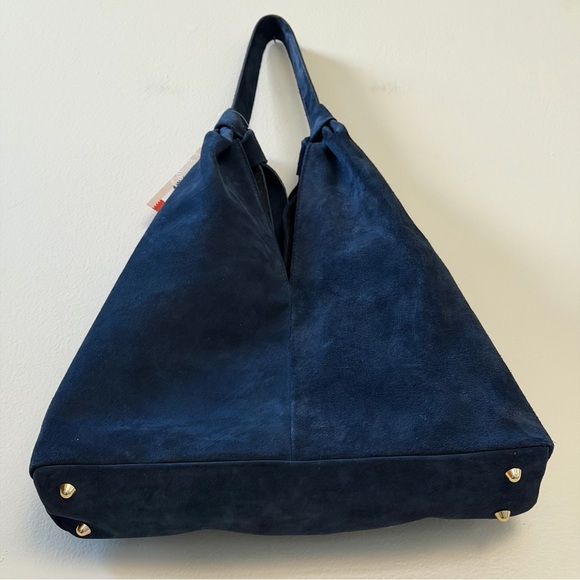 Divina Firenze Genuine Leather Suede Navy Blue Women's Shoulder Bag - Picture 10 of 12